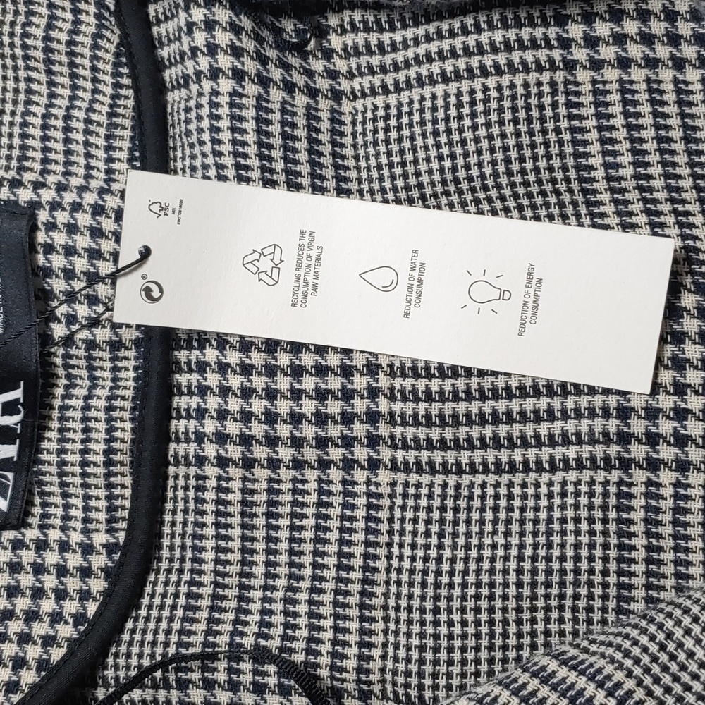 NWOT ZARA Gray houndsthooth oversized overshirt coat blazer jacket - Picture 7 of 12